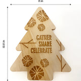 Etched Christmas Tree Solid Maple Wood Serving Board Platter - 11" x 13.5" | Made in the USA 🇺🇸