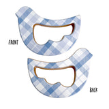 Solid Maple Wood Bird Rattle & Teether (Blue Plaid) – Natural Wooden Baby Toy | Made in the USA 🇺🇸