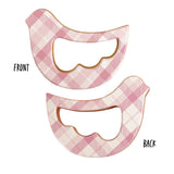 Solid Maple Wood Bird Rattle & Teether (Pink Plaid) – Natural Wooden Baby Toy | Made in the USA 🇺🇸