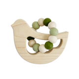 Silicone Bead Teether with Organic Cotton Bag - Bird | Made in the USA 🇺🇸