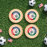 Maple Wood Soccer Coasters – Match Day Celebration Drinkware (4 Pack)