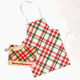 Little Chef Wooden Cutting Board, Knife & Apron Set | Holiday Plaid | Made in the USA 🇺🇸