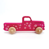 Montessori Educational 9" Pink Daisy Wooden Pickup Truck for Toddlers 1+ Years | Eco-Friendly Maple Wood Toy | Made in the USA 🇺🇸