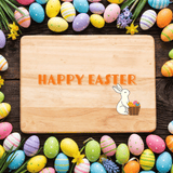 Happy Easter Solid Maple Wood Serving Board Platter - 11" x 16" | Easter Egg Wooden Tokens | Made in the USA 🇺🇸