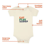 100% Airlume Combed, Ring-Spun Cotton Onesie - Eat Play Sleep (Size 6-12 mo)