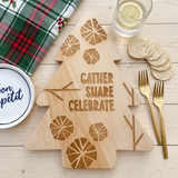 Etched Christmas Tree Solid Maple Wood Serving Board Platter - 11" x 13.5" | Made in the USA 🇺🇸