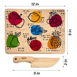 Kid's Chef-in-Training Fruit Wooden Cutting Board with Handcrafted Wooden Knife | Made in the USA