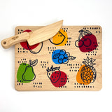 Kid's Chef-in-Training Wooden Cutting Board with Handcrafted One Piece Wooden Knife | Made in the USA