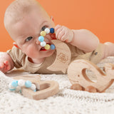 Silicone Bead Teether with Organic Cotton Bag - Calming Moon