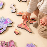 Dinosaur Magnetic Wooden Puzzle Set with Cotton Bag
