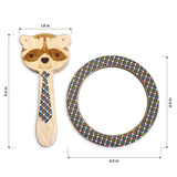 Printed Raccoon Single-Piece Rattle and Matching Mirror