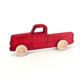 Montessori Educational Red Wooden Pickup Truck for Toddlers 1–3 | Eco-Friendly Beech Wood Toy