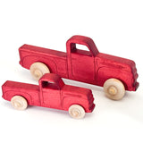 Montessori Educational Red Wooden Pickup Truck for Toddlers 1–3 | Eco-Friendly Beech Wood Toy