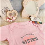 100% Airlume Combed, Ring-Spun Cotton Onesie  - Born to Be a Sister (Size 3-6 mo)