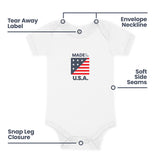100% Airlume Combed, Ring-Spun Cotton Onesie  - Made in the USA (Size 3-6 mo)