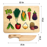 Kid's Chef-in-Training Veggie Wooden Cutting Board with Handcrafted Wooden Knife | Made in the USA (Copy)