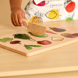 Kid's Chef-in-Training Veggie Wooden Cutting Board with Handcrafted Wooden Knife | Made in the USA