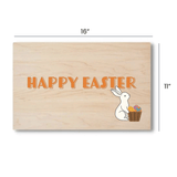 Happy Easter Solid Maple Wood Serving Board Platter - 11" x 16" | Easter Egg Wooden Tokens | Made in the USA 🇺🇸
