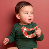 Solid Maple Wood Bird Rattle & Teether (Christmas Plaid) – Natural Wooden Baby Toy | Made in the USA 🇺🇸